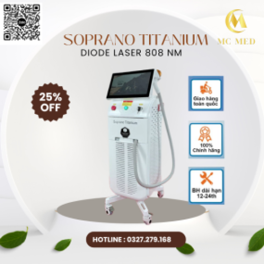 MÁY TRIỆT LÔNG DIODE SOPRANO TITANIUM PLUS – CÔNG NGHỆ 3 SÓNG, 12 VẠCH MẠNH MẼ, HIỆU QUẢ CAO